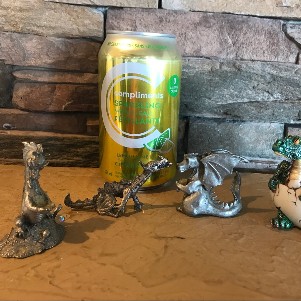 (Mostly) Pewter Dragon Figurines Junk Lot